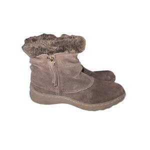 BareTraps Addyson Suede Faux Fur Lined Ankle Boots 7M Brown